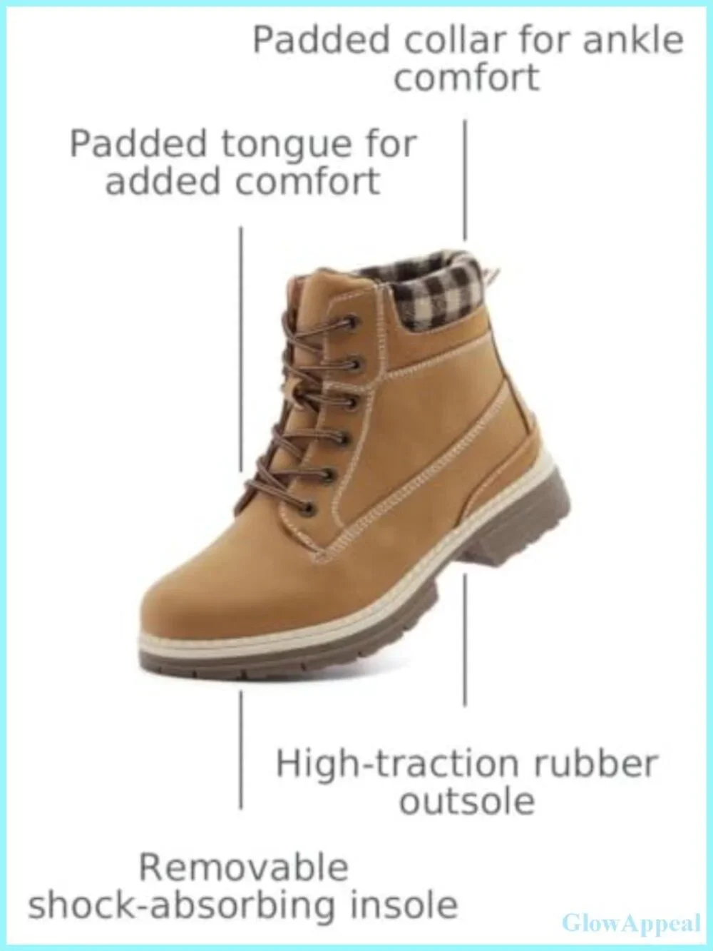 Women's Faux Leather Water Resistant Ankle Hiking Boots Non-Slip Lace Up
